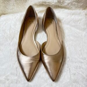 Marc Fisher 'Sunny' Half D'Orsay Pointed Toe Flats 7M Metallic "Lilac"/Rose Gold